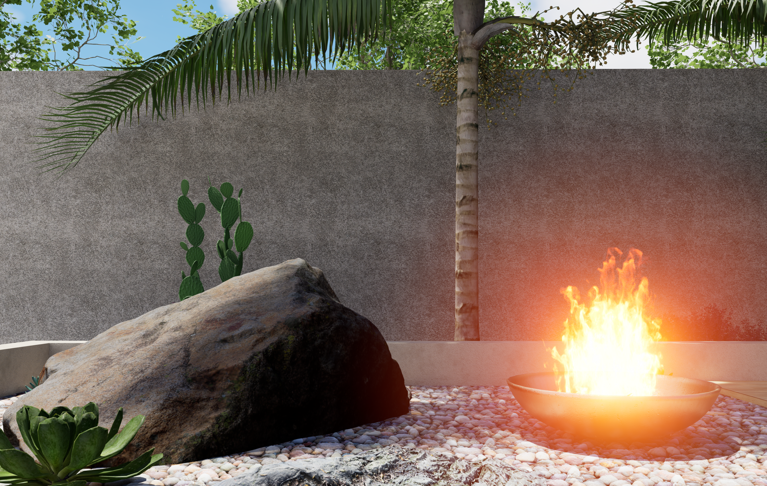 Detailed fire and rock